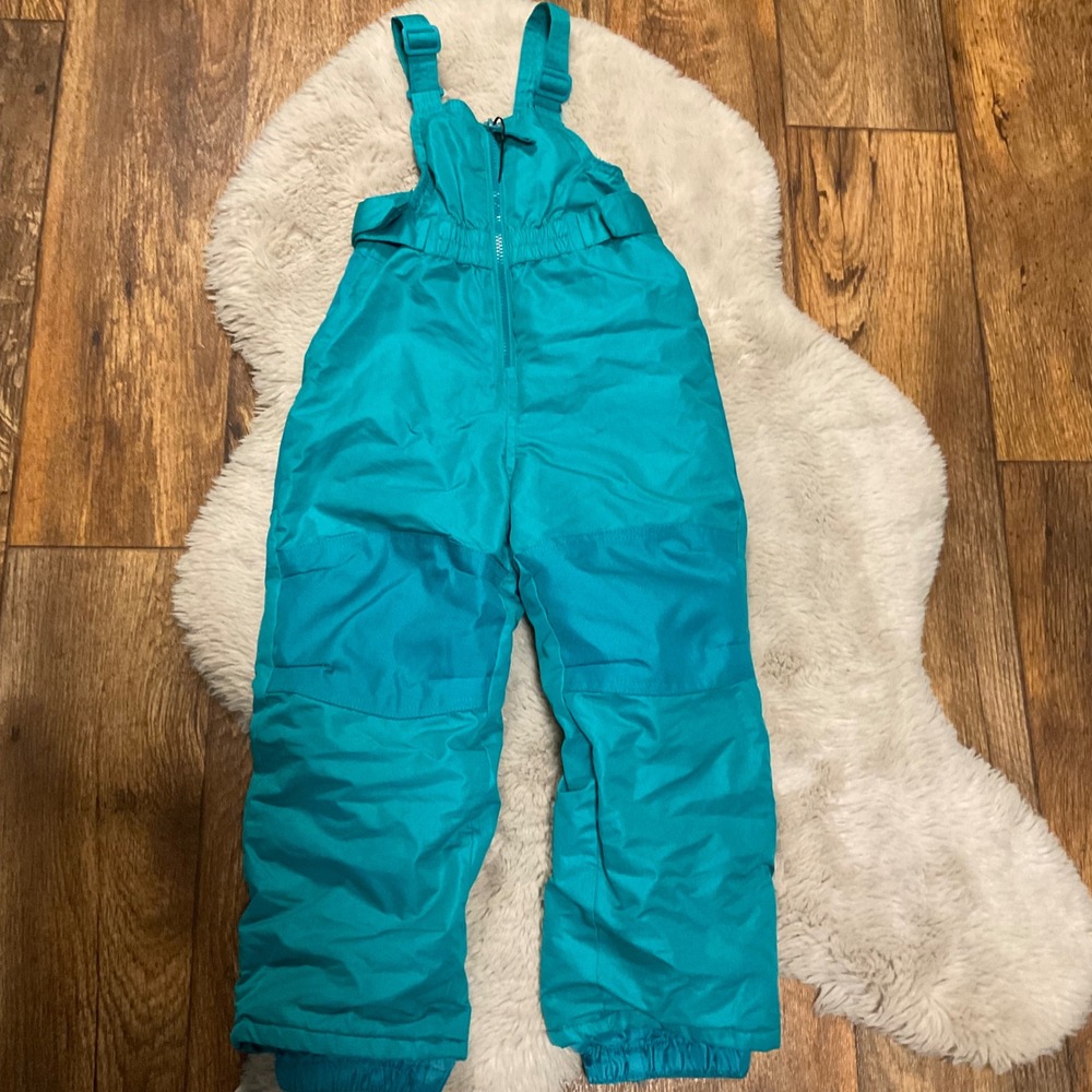 Cat & Jack Snow Bibs Size 4T Insulated Winter Turquoise Teal Blue Ski Cold Kids